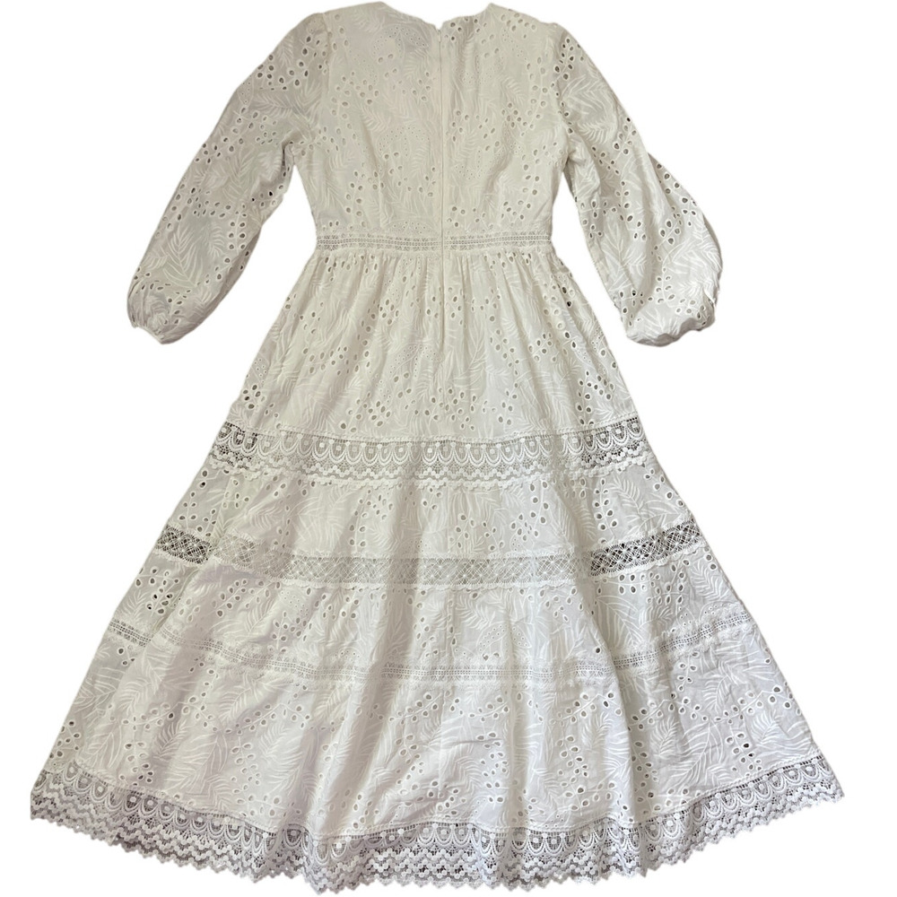 Antonio Melani Born On Fifth Adenorah Bright White Eyelet Maxi Dress Size 6 - Picture 8 of 12